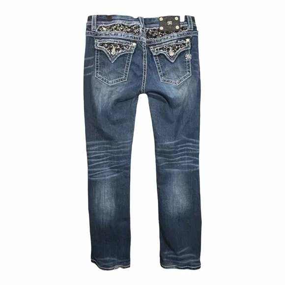Miss Me Easy Boot Dark Wash Jeans Style NO:JE6215E4X Sequin Pickets Y2K Size 31 - Picture 1 of 5